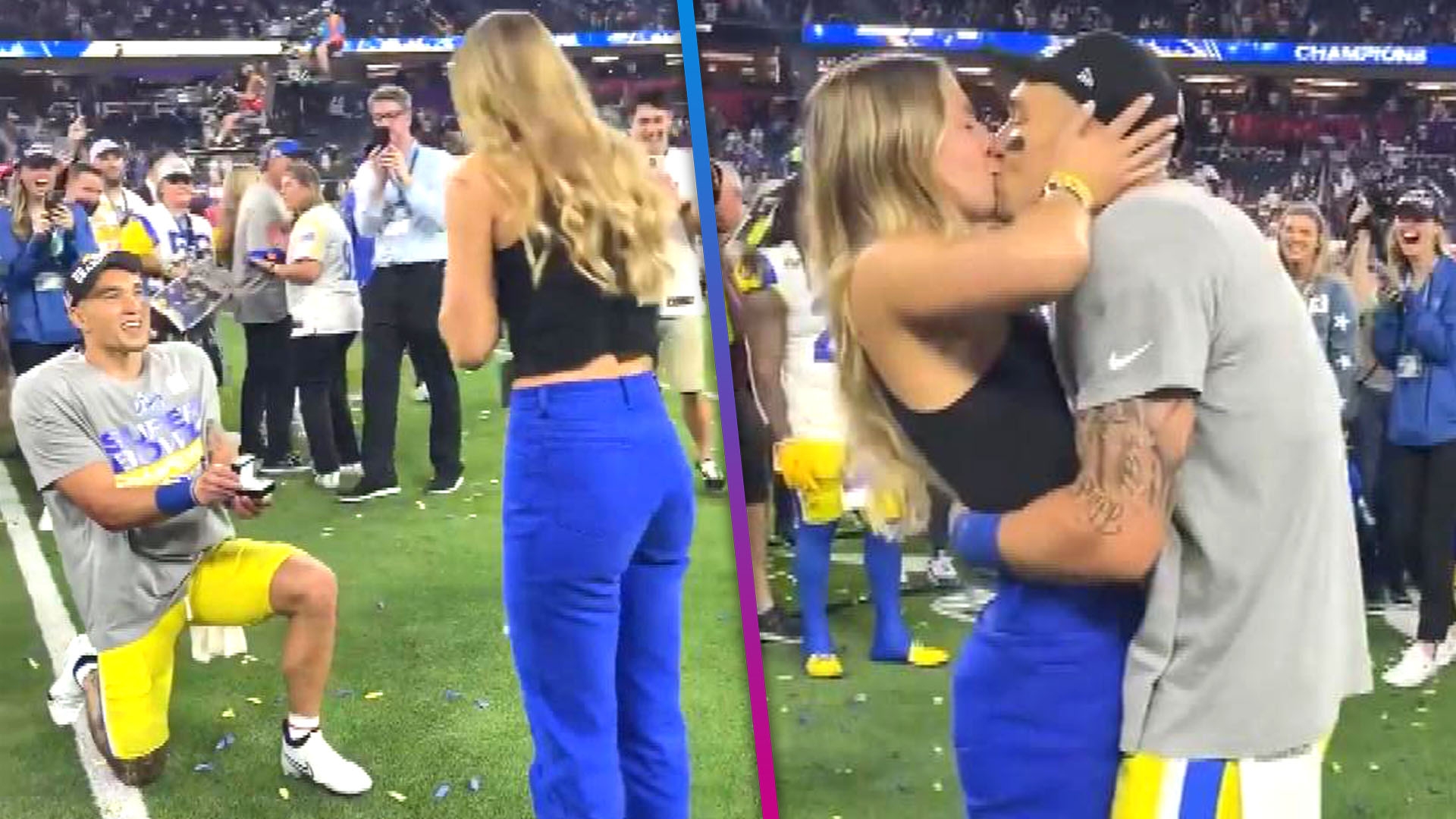 Los Angeles Rams' Taylor Rapp Proposes on the Field After Winning Super  Bowl LVI