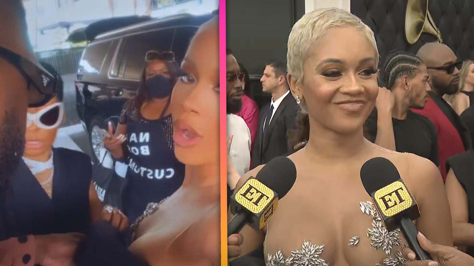 Saweetie Spills Her Secret on GRAMMYs Parking Lot Quick Change (Exclusive)  | Entertainment Tonight