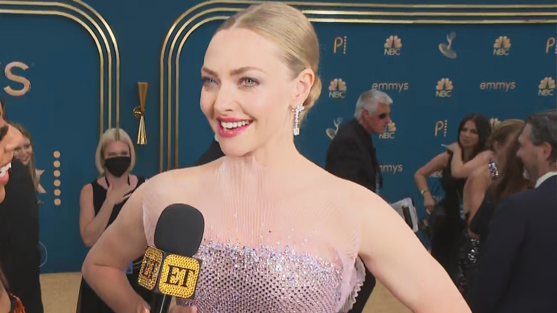 Emmys 2022 Amanda Seyfried Feels Like a Knight in Her Armored Armani Dress Exclusive