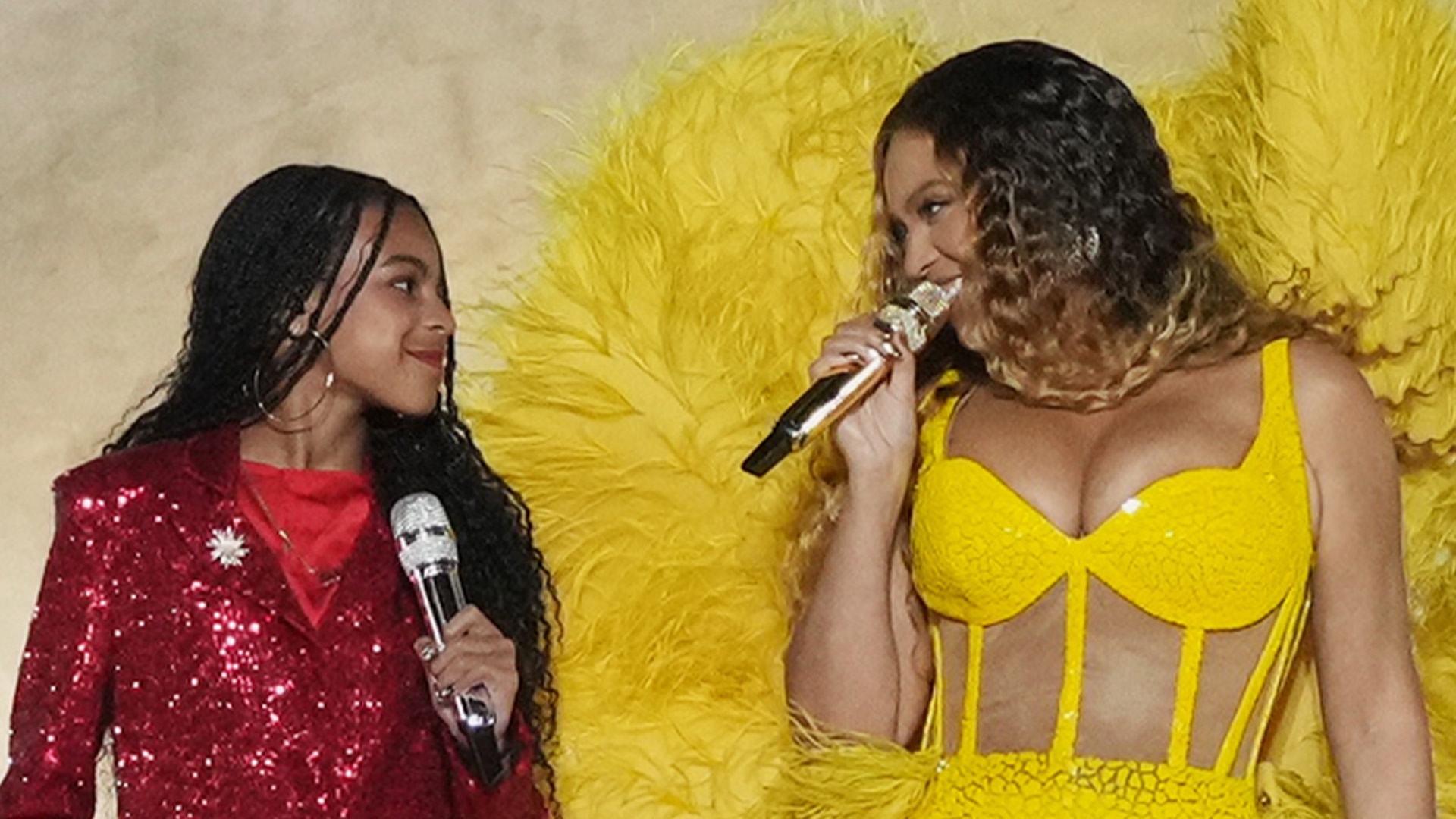 Beyoncé and Blue Ivy Match in Sequined Jerseys for Concert