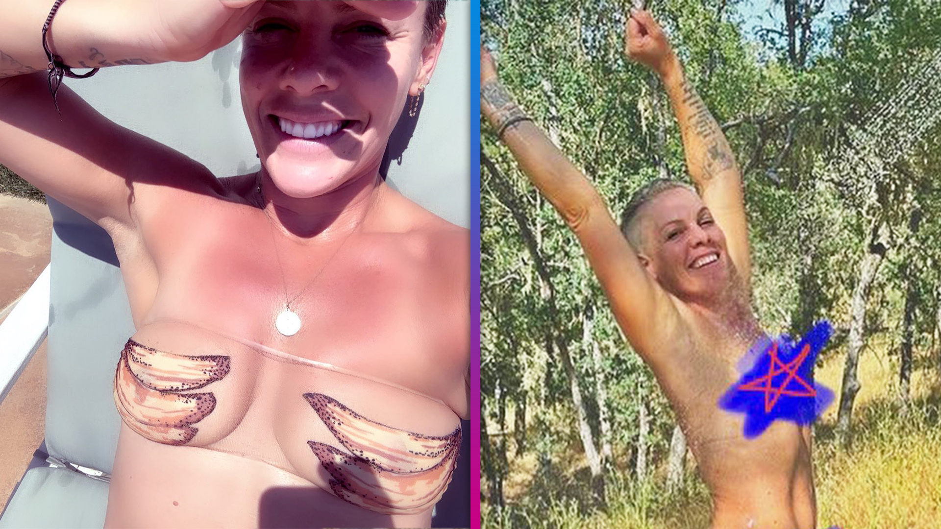Pink Embraces Being an Embarrassing Mom in Sheer Banana Bikini Top and Nude Shower Pic Entertainment Tonight