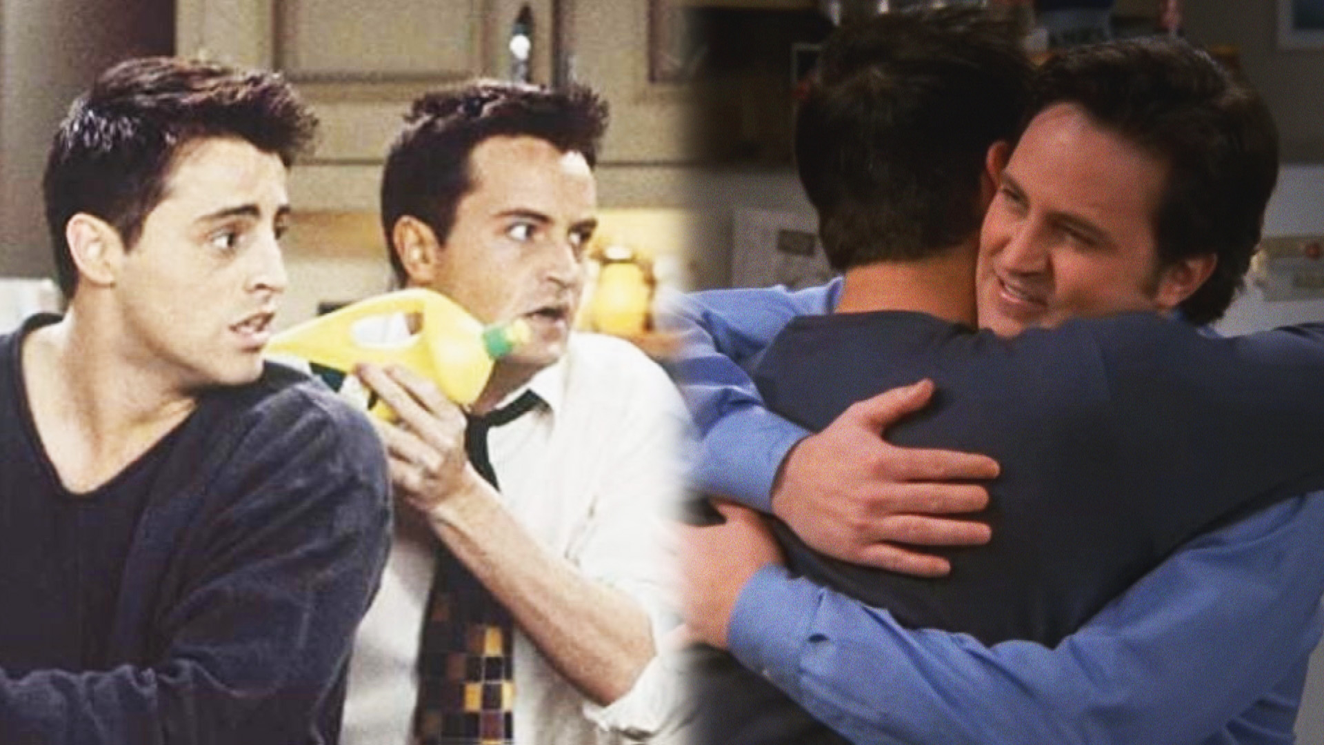 Friends Matthew Perry Hugging Joey Tribbiani GIF