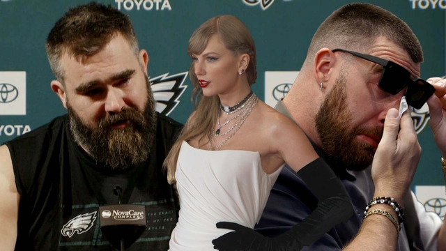 Travis Kelce Wears Taylor Swift Friendship Bracelet at Jason Kelce's  Retirement Announcement | Entertainment Tonight